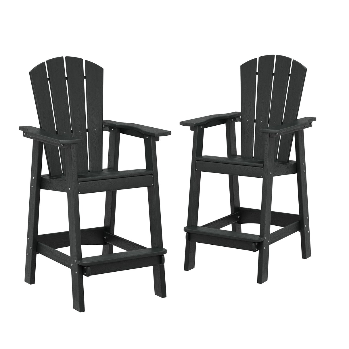Vicllax Outdoor HDPE Adirondack Bar Chair, Patio Bar Stools with Umbrella Hole