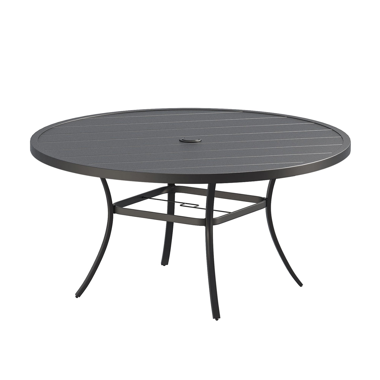 Vicllax 50” / 60" Outdoor Round Metal Dining Table with Umbrella Hole for 6,8