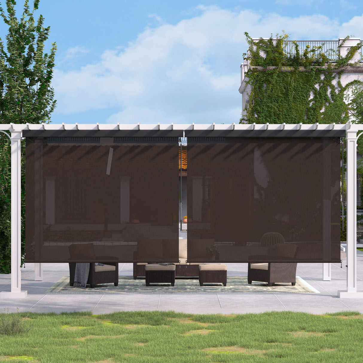 Vicllax Roller Shade, Patio Cordless Sun Blocking Roller Shade with Aluminum Valance