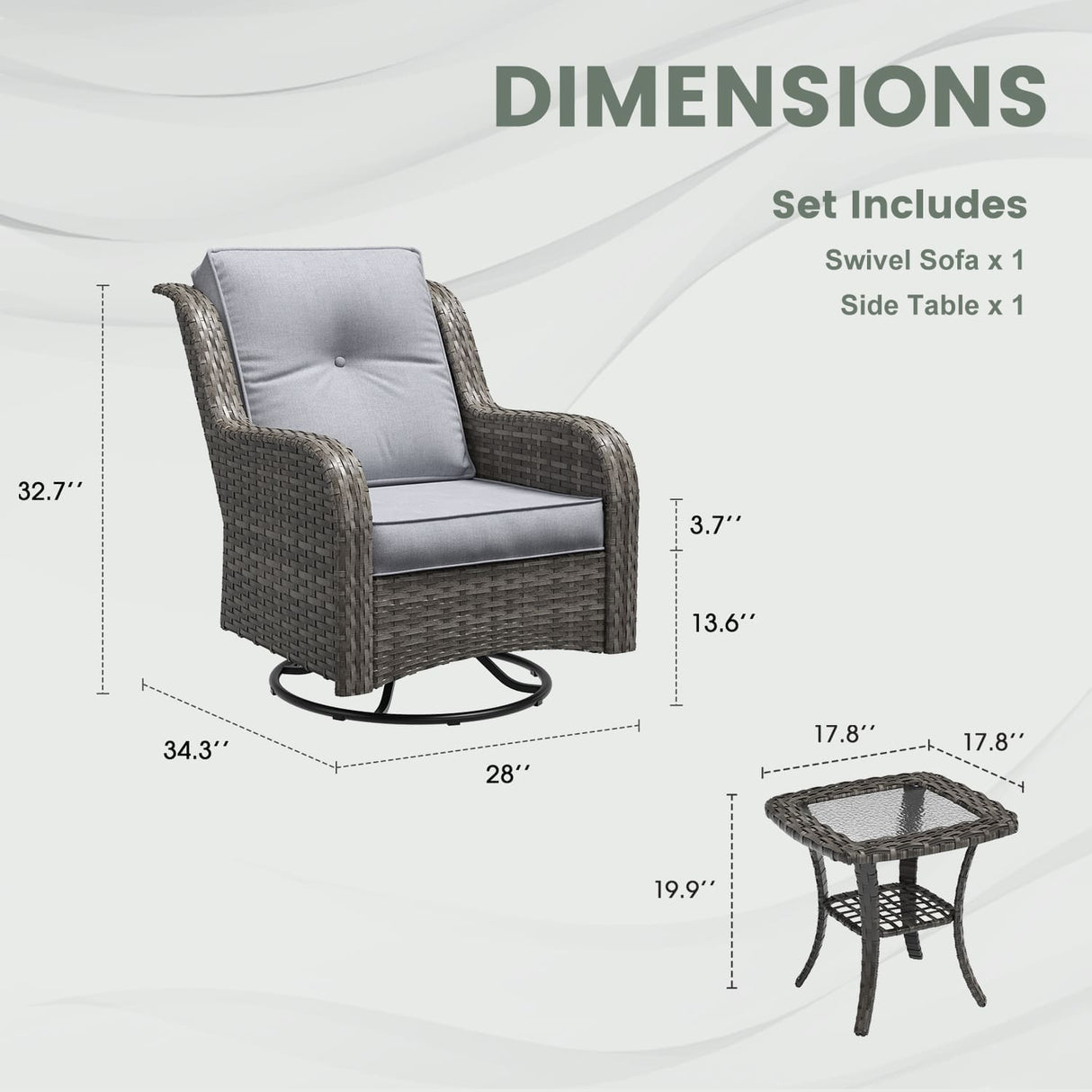 Vicllax Terrace Wide Wicker High-Back Cushioned Sofa, Outdoor Wicker Chair, Double-Seater Balcony Lounge
