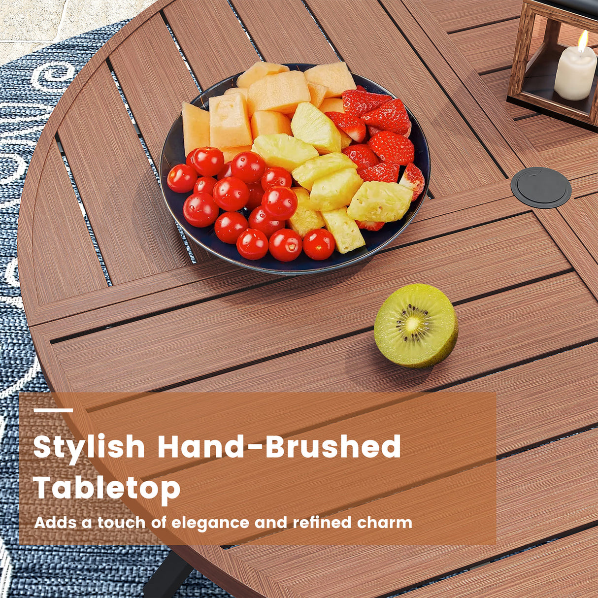 Vicllax 5 Pieces Outdoor Dining Set, 47.2" Metal Round Dining Table and Premium Swivel Chairs