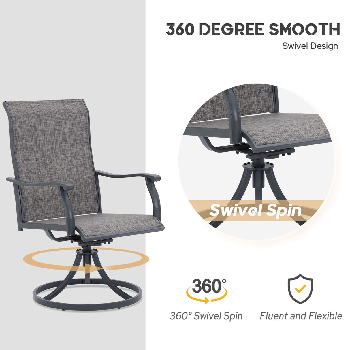 Vicllax 7 Pieces Outdoor Dining Set with 48" Round Dining Table and Swivel Chairs