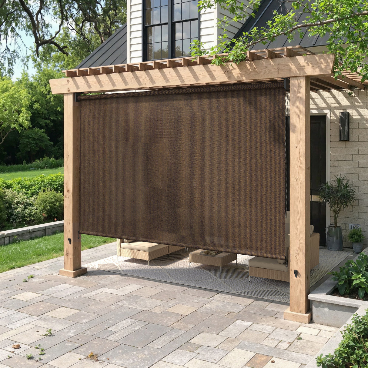 Vicllax Outdoor Sun Blocking Roller Shade, Patio Roll Up Shade Blinds