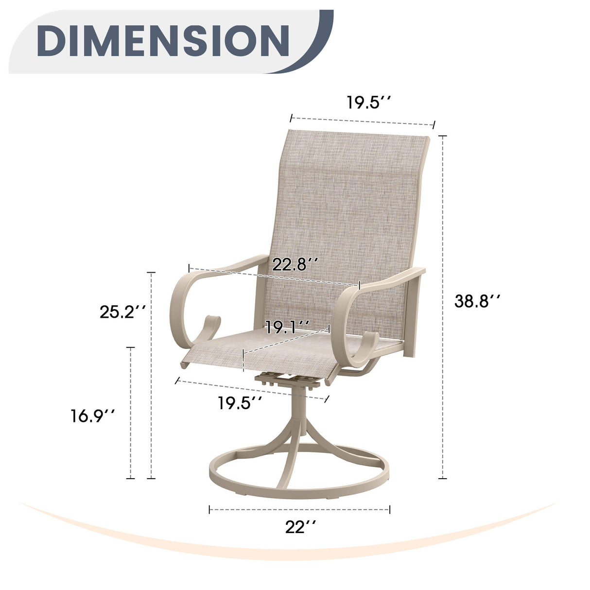 Vicllax Modern Swivel Outdoor Dining Chair set of 2 - High-Back Weather-Resistant Patio Seating