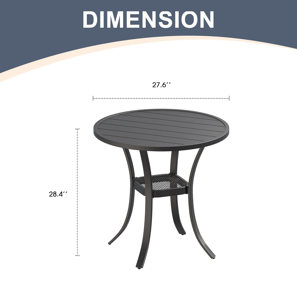 Vicllax Mesa auxiliar redonda de metal para exterior con estante de almacenamiento