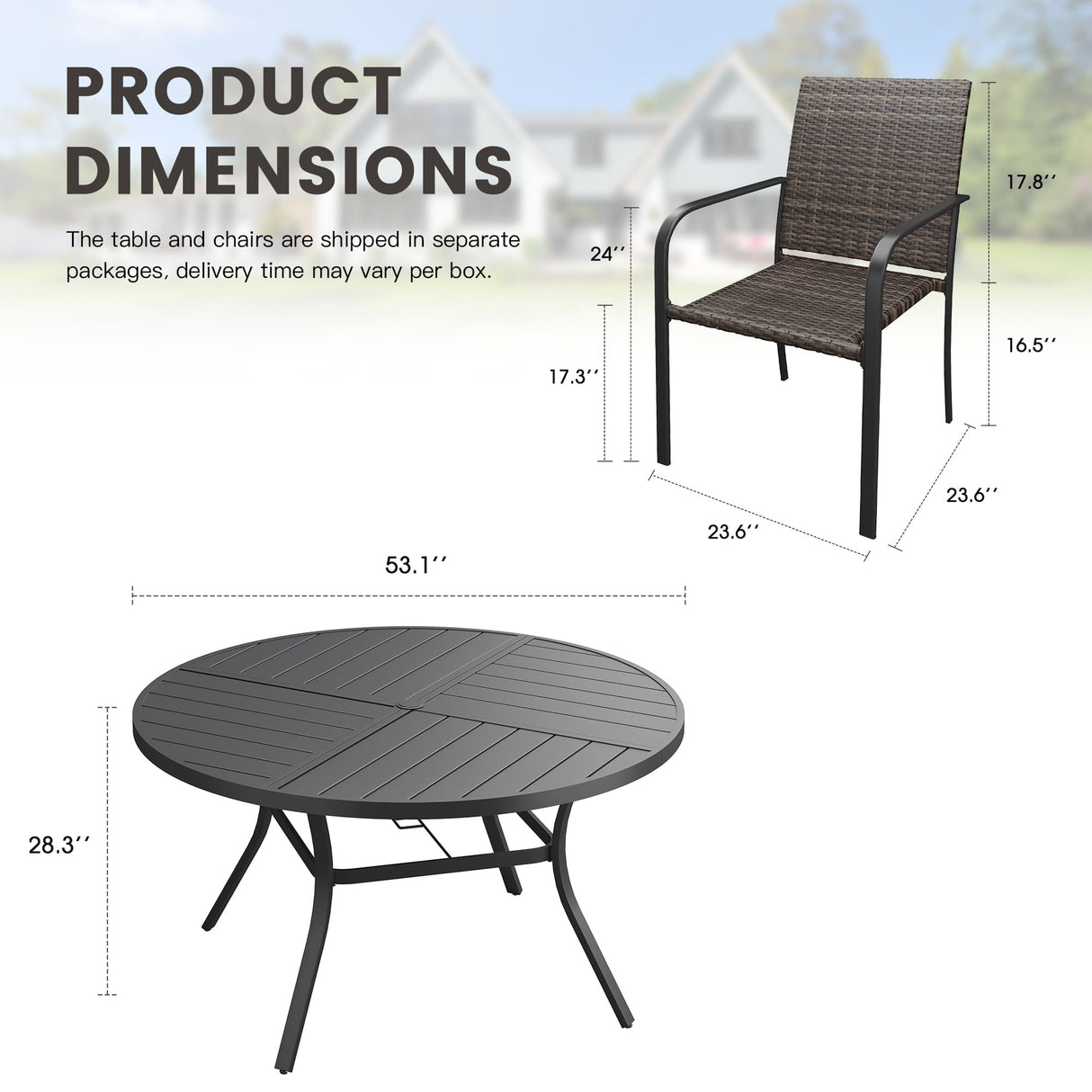 Vicllax 9 Pieces Outdoor Dining Set, 53" Round Table and 8 Metal Stackable Armchairs