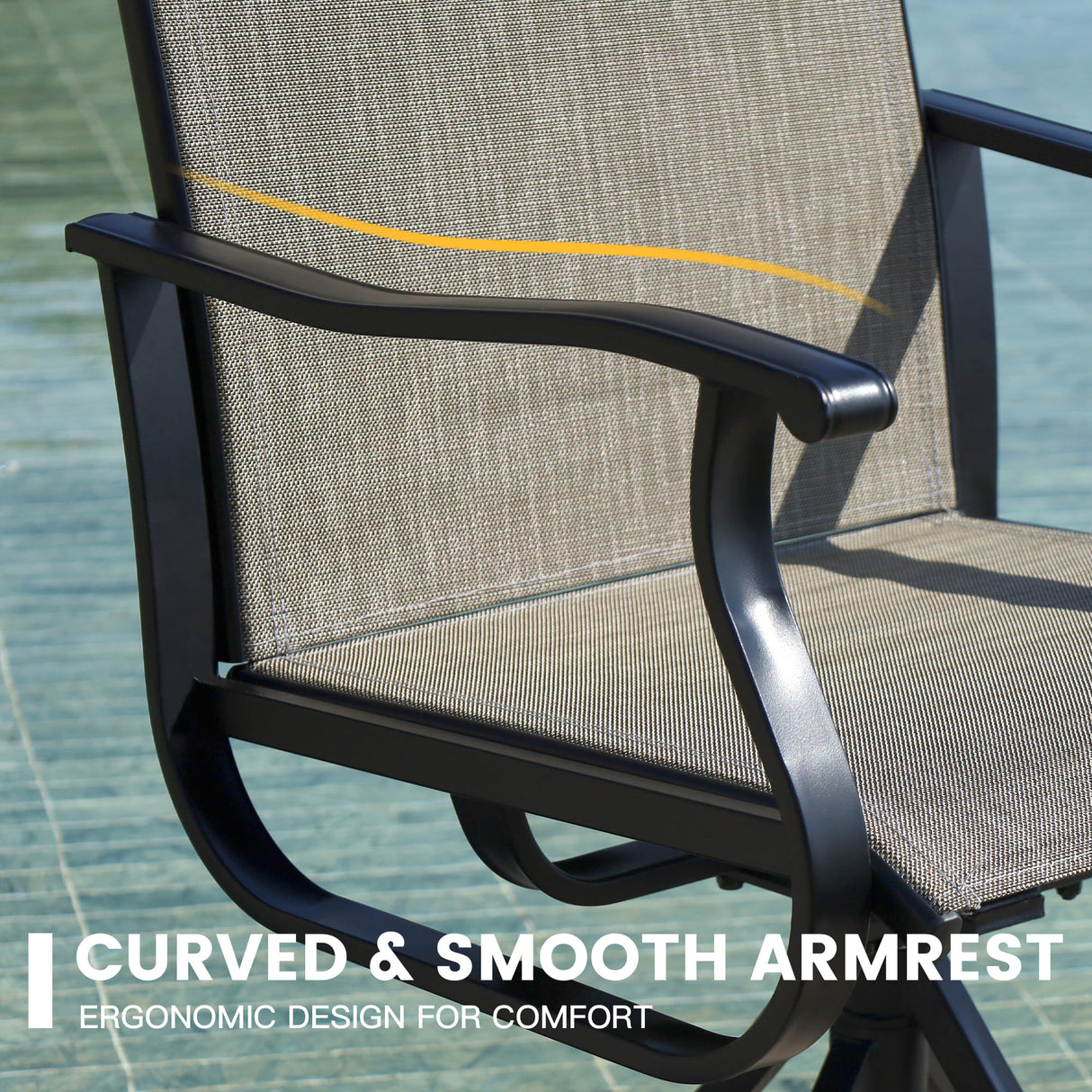 Vicllax 7 Pieces Outdoor Dining Set with Metal Rectangular Table and Premium Swivel Chair