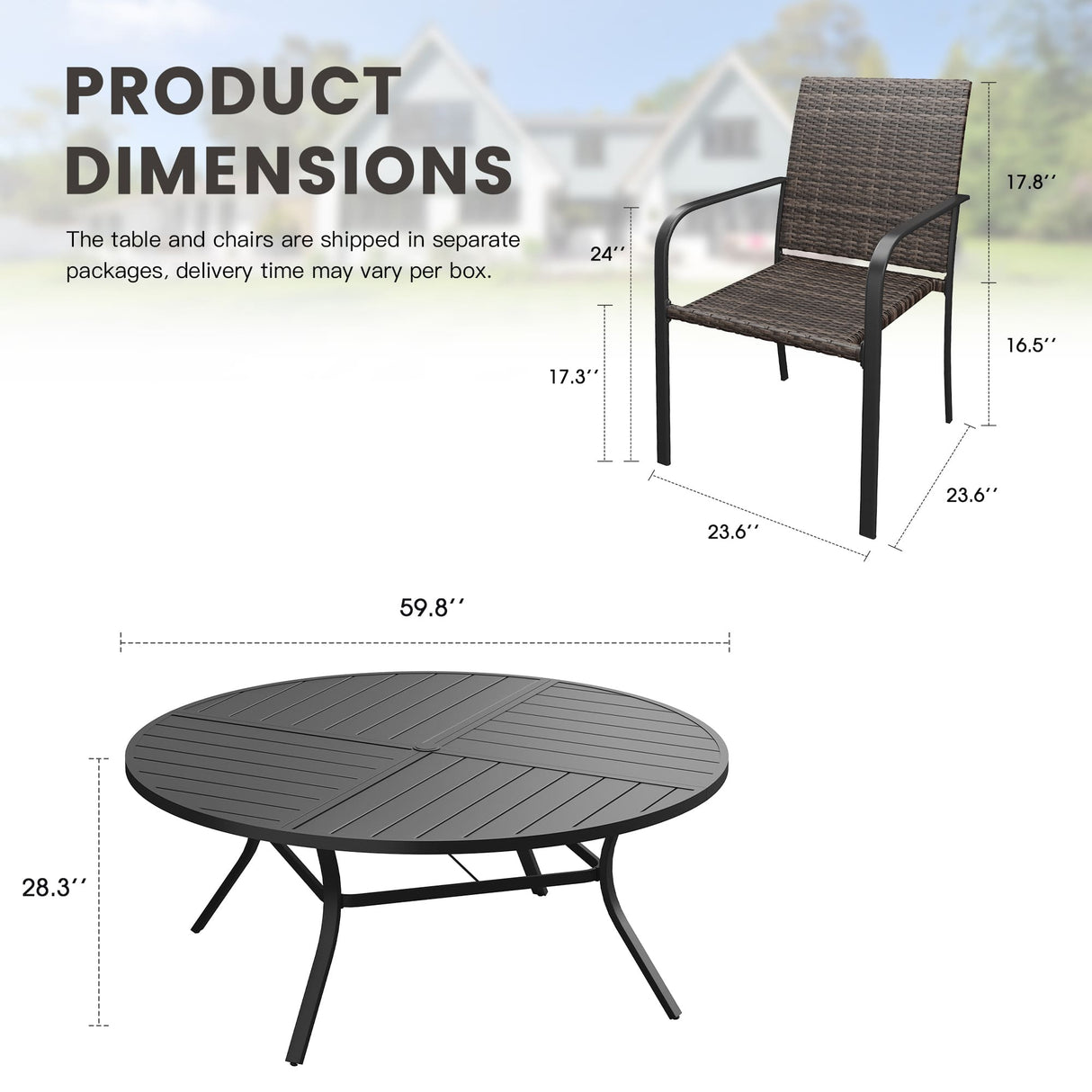 Vicllax 11 Pieces Outdoor Dining Set, 60" Outdoor dining Table and 10 Stackable Metal Armchair, Bistro Set for Garden, Balcony & Backyard