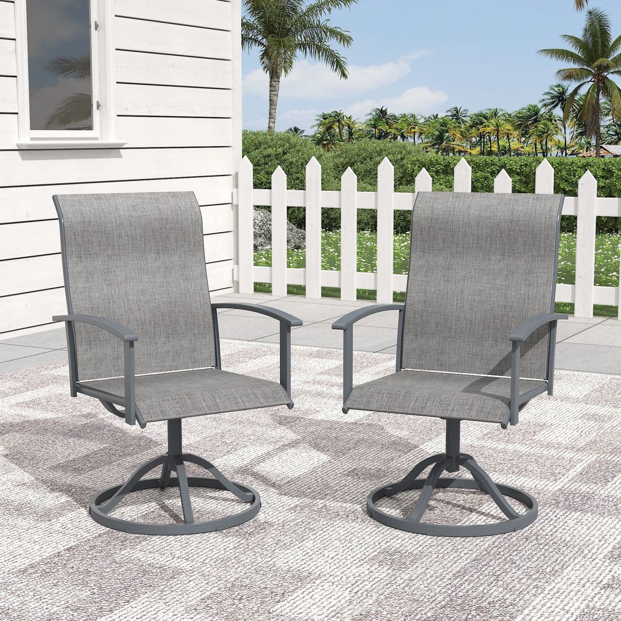 Vicllax 360° Outdoor Swivel Chairs with Ergonomic Armrests, Available in Sets of 2/4/6