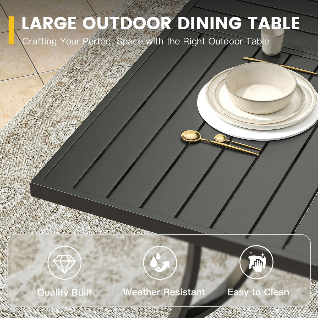 Vicllax 9 Pieces Outdoor Dining Set with 59" Square Dining Table and Swivel Chairs