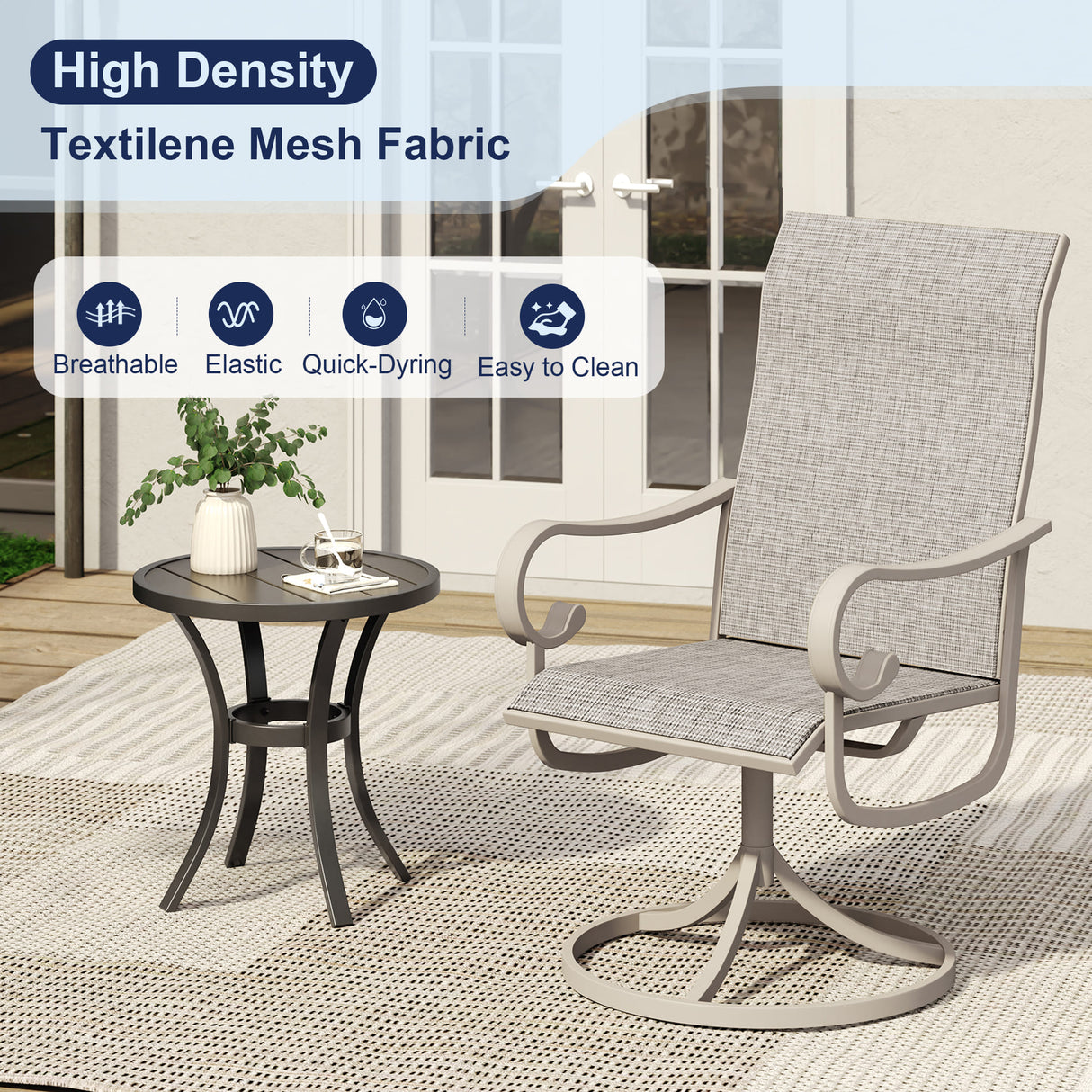 Vicllax Patio Swivel Chairs Set of 2/4/6, Outdoor Textilene Swivel Dining Chair