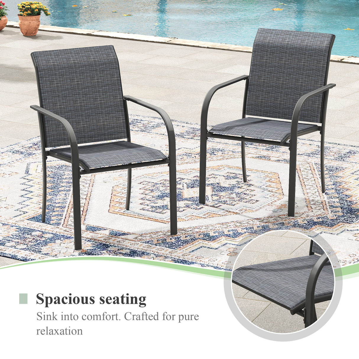 VICLLAX 11-Pcs Outdoor Dining Set, 63” Round Metal Table with Umbrella Hole & 10 Stackable Chairs