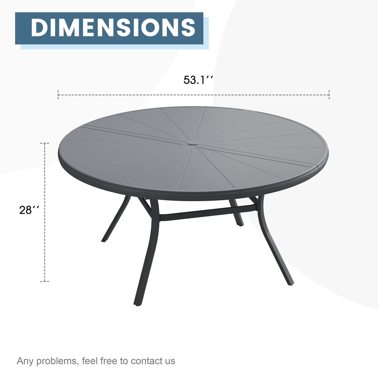Vicllax Outdoor Round Dining Table, Patio Aluminum Tabletop with Storage Shelf