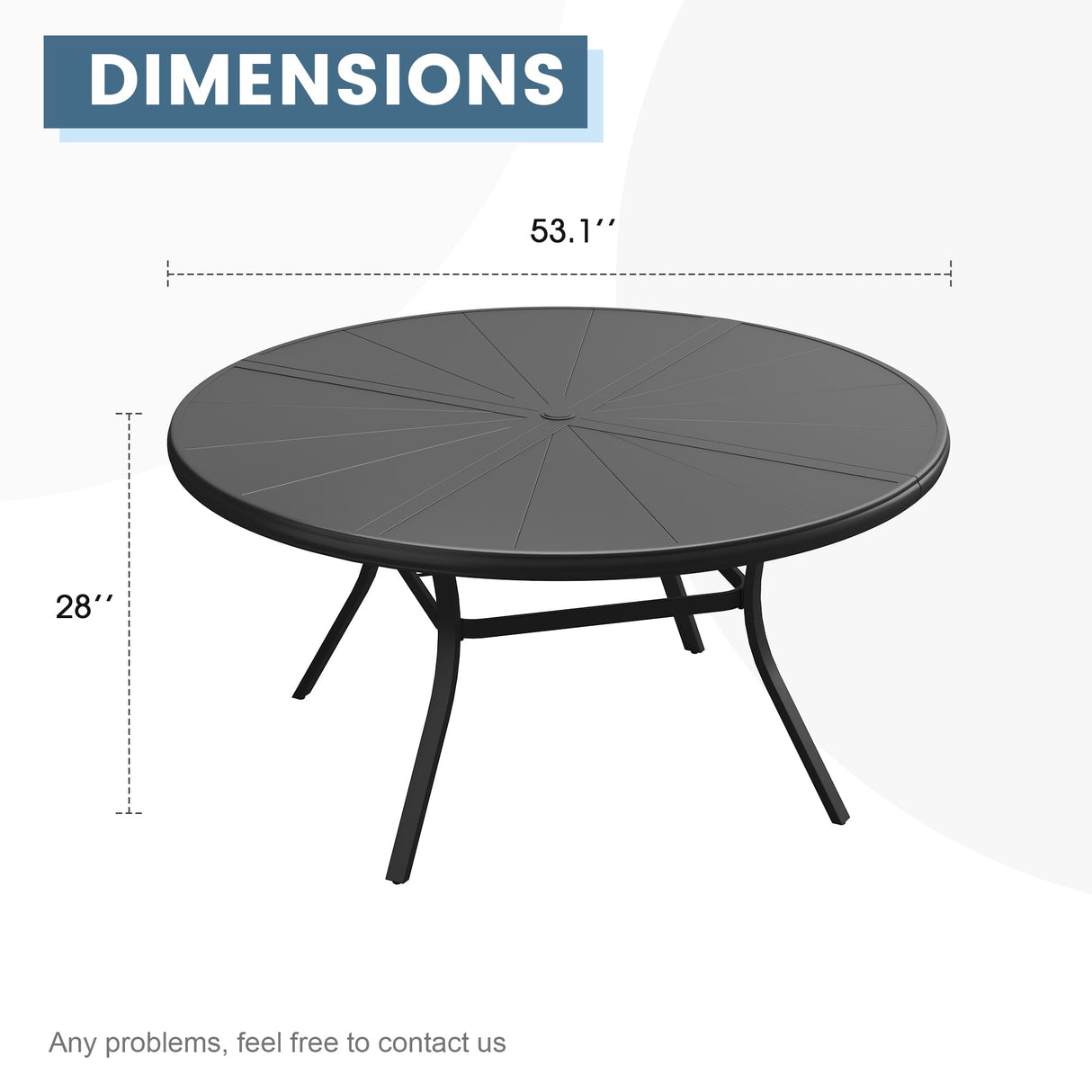 Vicllax Outdoor Round Dining Table, Patio Aluminum Tabletop with Storage Shelf