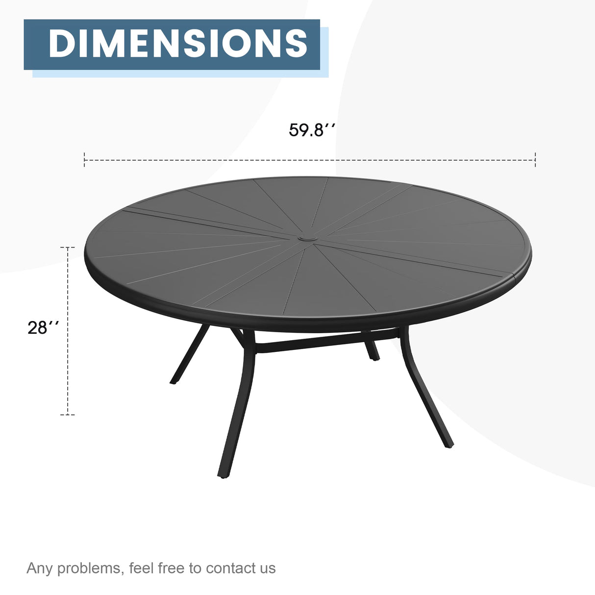 Vicllax Outdoor Round Dining Table, Patio Aluminum Tabletop with Storage Shelf