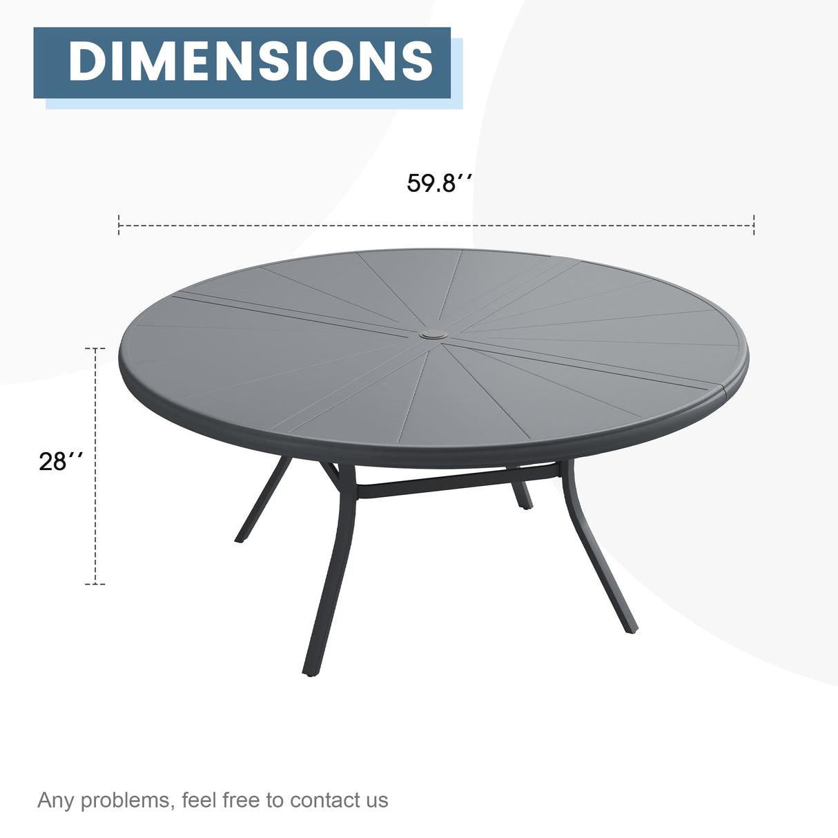 Vicllax Outdoor Round Dining Table, Patio Aluminum Tabletop with Storage Shelf