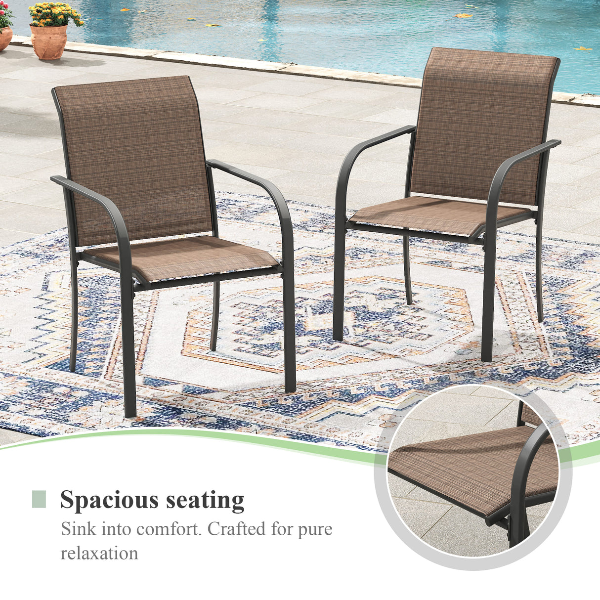 VICLLAX 11-Pcs Outdoor Dining Set, 63” Round Metal Table with Umbrella Hole & 10 Stackable Chairs