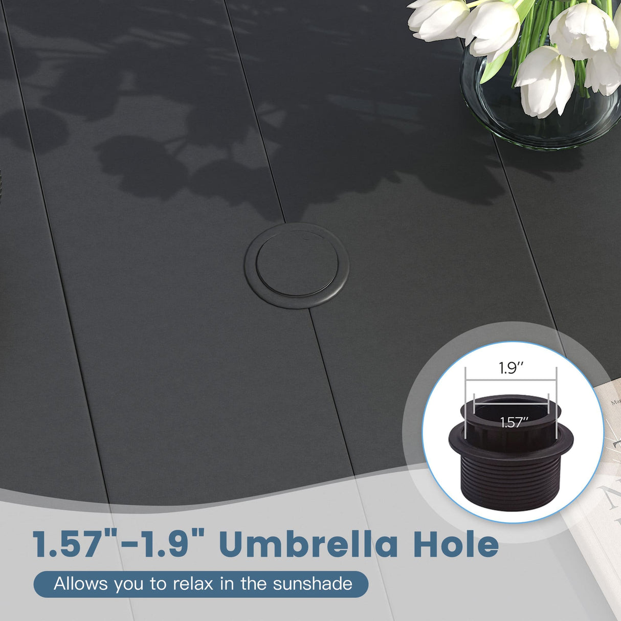 Vicllax 7 pcs Outdoor Dining Set, Rectangular Metal Table and 6 Textilene Swivel Dining Chairs