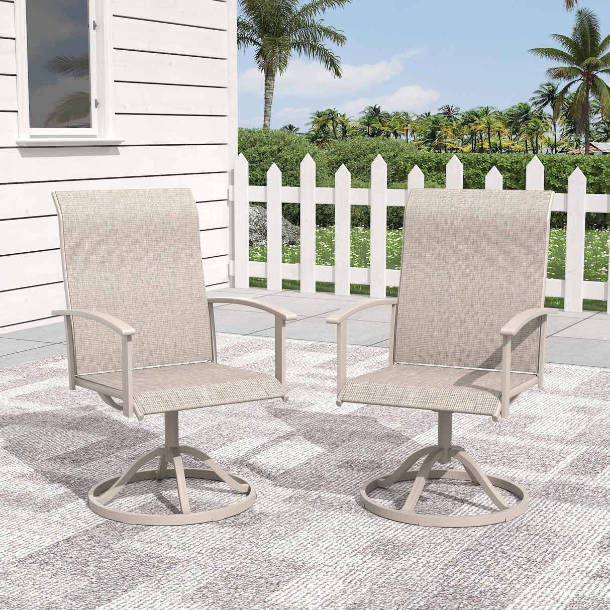Vicllax 360° Outdoor Swivel Chairs with Ergonomic Armrests, Available in Sets of 2/4/6