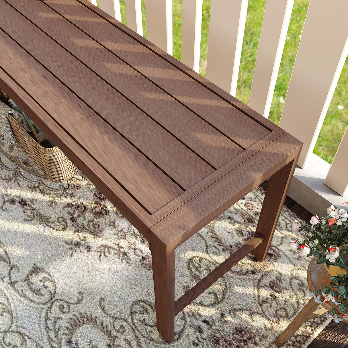 Vicllax 3-Piece Rectangular Metal Outdoor Dining Table and Bench Set