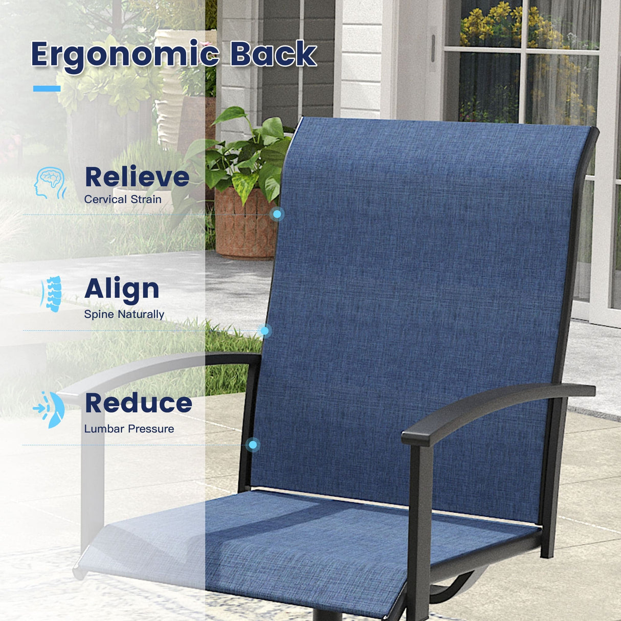 Vicllax 7 pcs Outdoor Dining Set, Rectangular Metal Table and 6 Textilene Swivel Dining Chairs