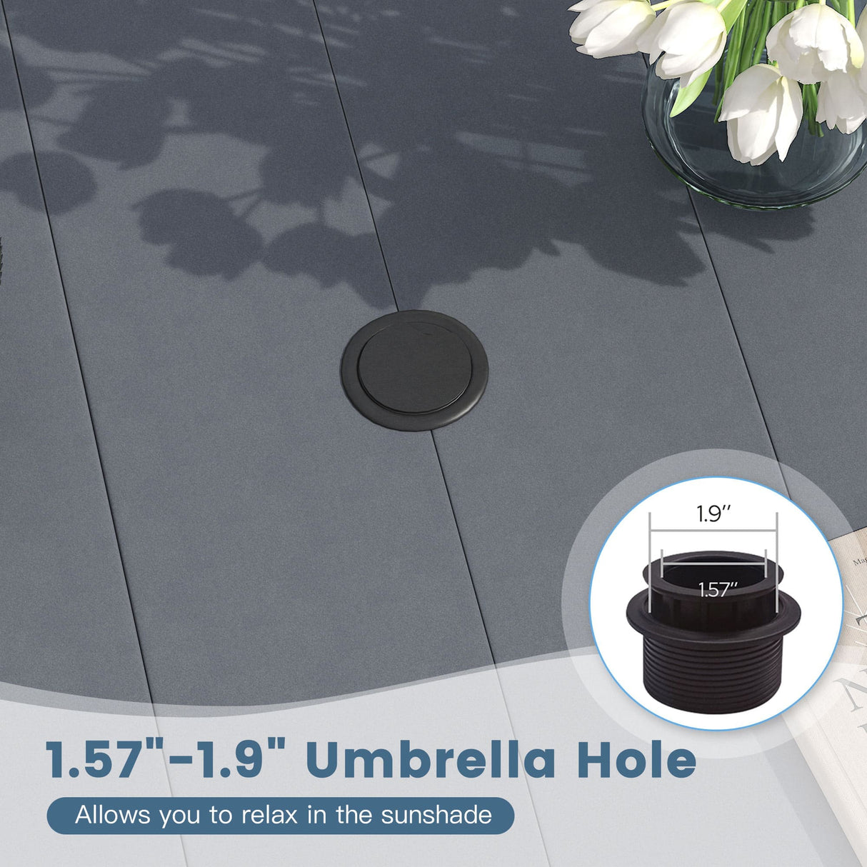 Vicllax 7 pcs Outdoor Dining Set, Rectangular Metal Table and 6 Textilene Swivel Dining Chairs