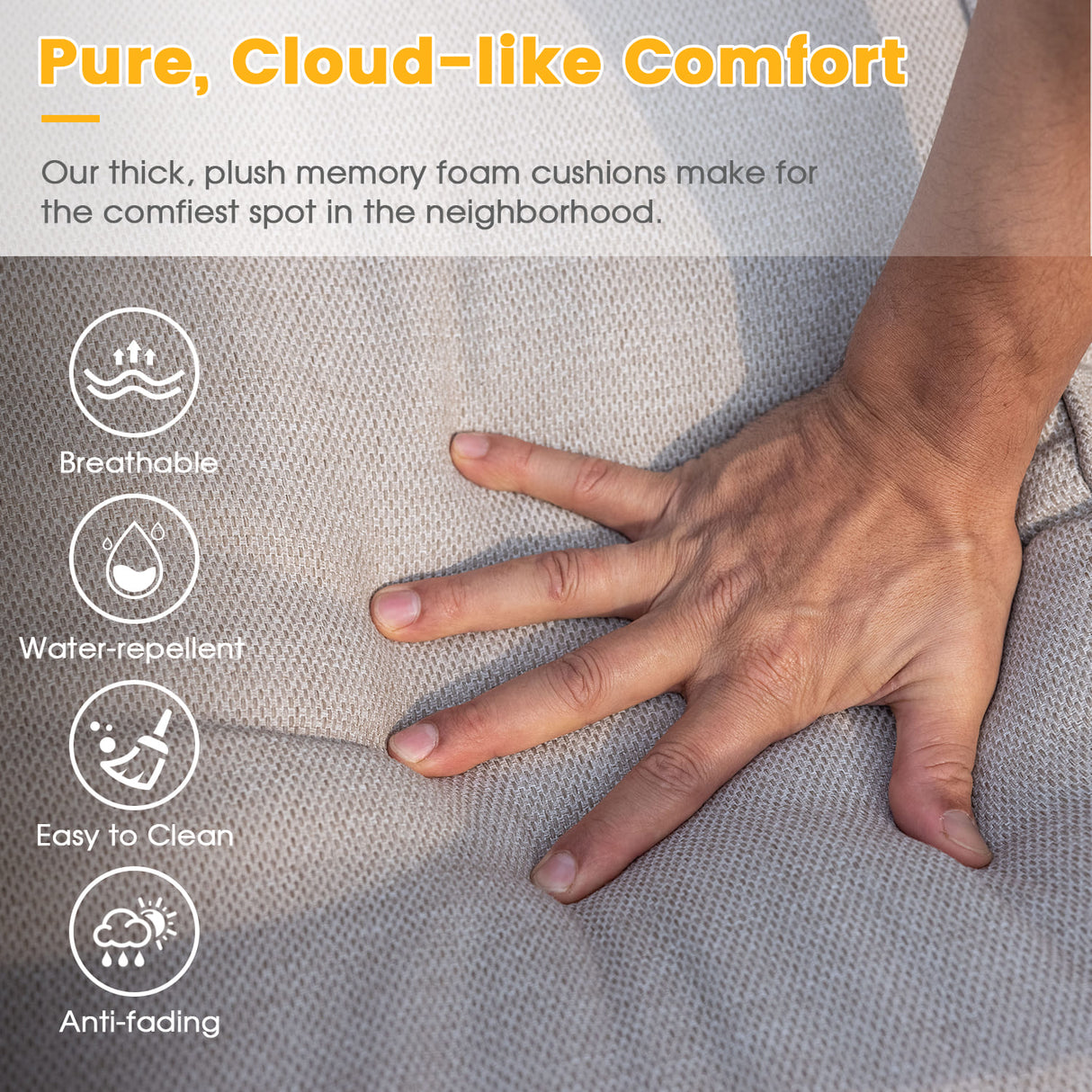 Vicllax Patio Conversation Set with Cushioned Sofa Chairs, Ottomans and Coffee Table