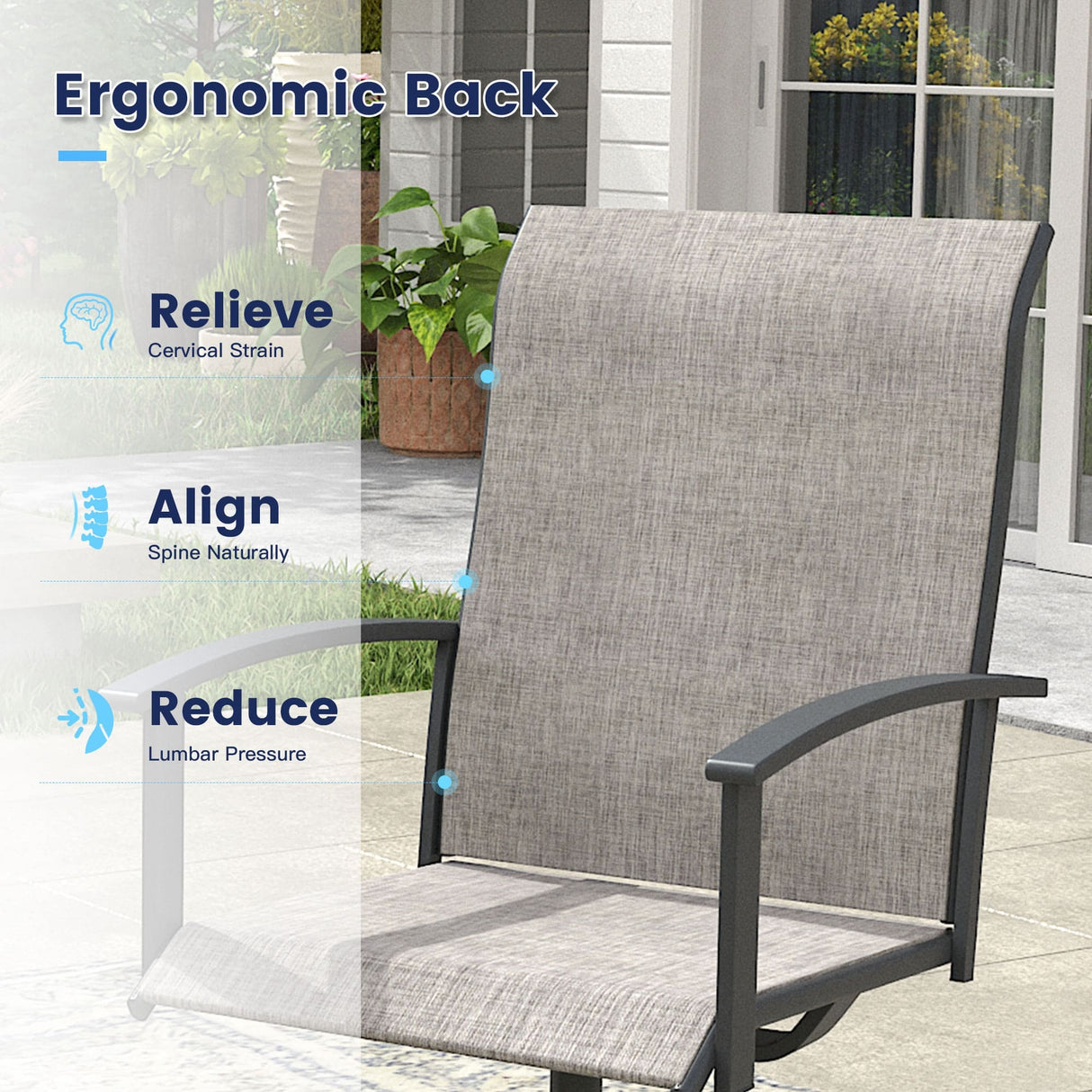 Vicllax 5 Pcs Outdoor Dining Set, Square Metal Table with Storage Shelf and 4 Swivel Chairs