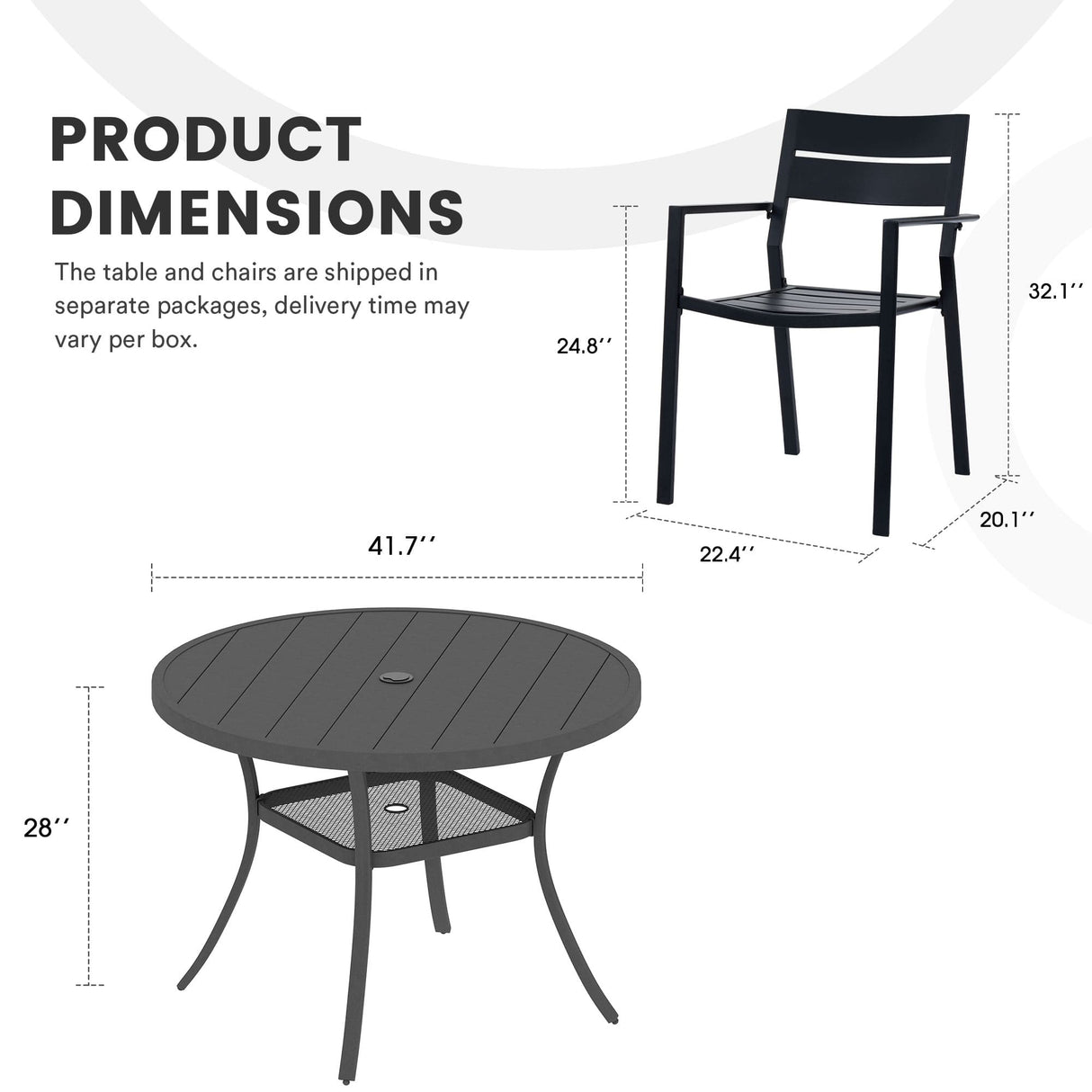 Vicllax 5/7/9 Pieces Outdoor Dining Set with Round Metal Table and Armrest Chairs