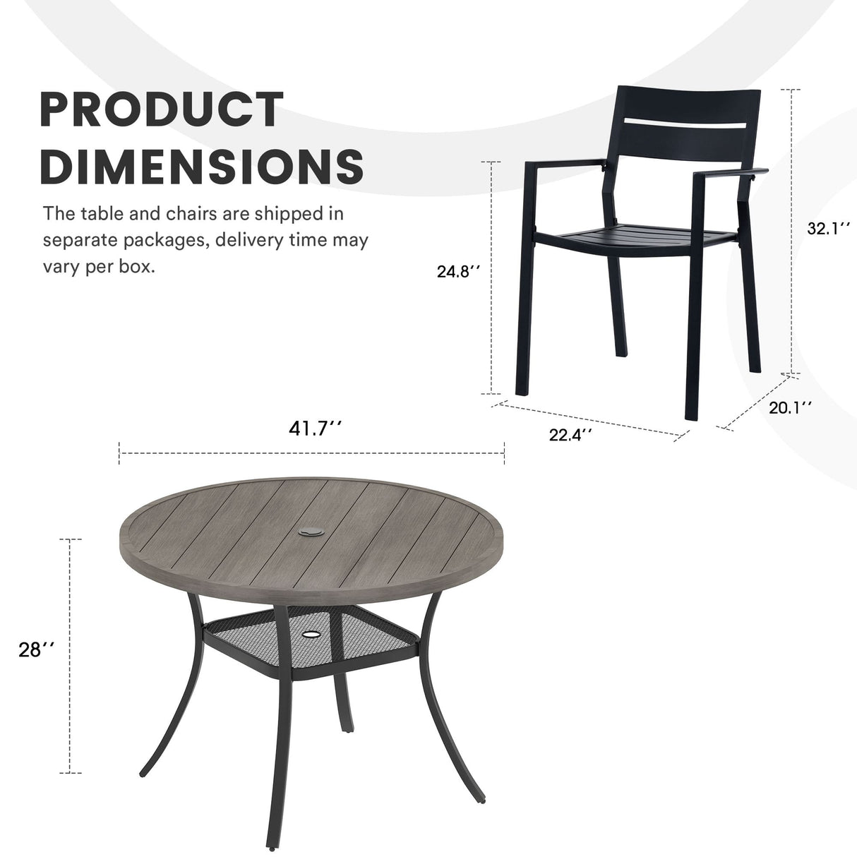 Vicllax 5/7/9 Pieces Outdoor Dining Set with Round Metal Table and Armrest Chairs