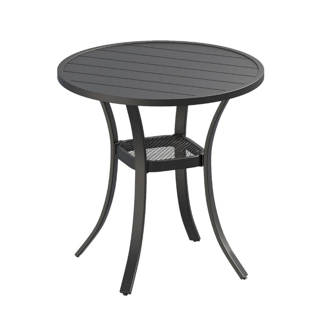 Vicllax Mesa auxiliar redonda de metal para exterior con estante de almacenamiento