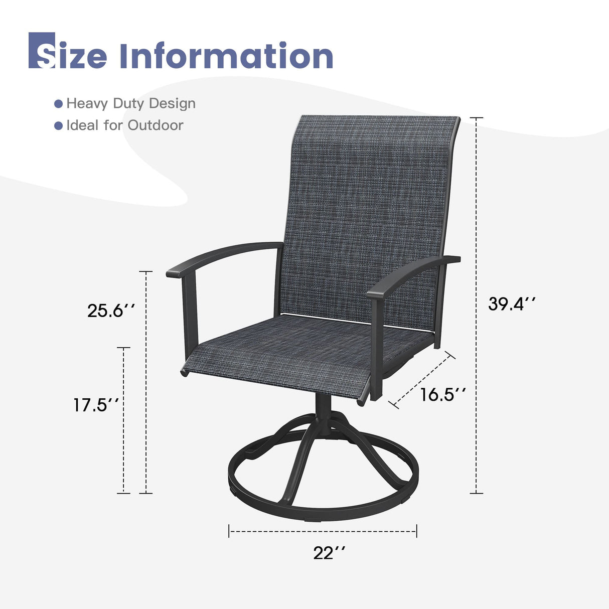 Vicllax 360° Outdoor Swivel Chairs with Ergonomic Armrests, Available in Sets of 2/4/6