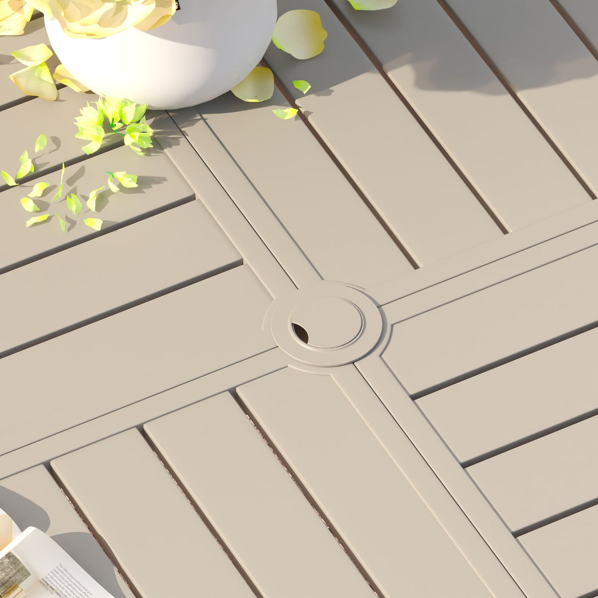 Vicllax Patio Dining Table Set for 8, Outdoor 59" Square Large Metal Table and Swivel Dining Chairs