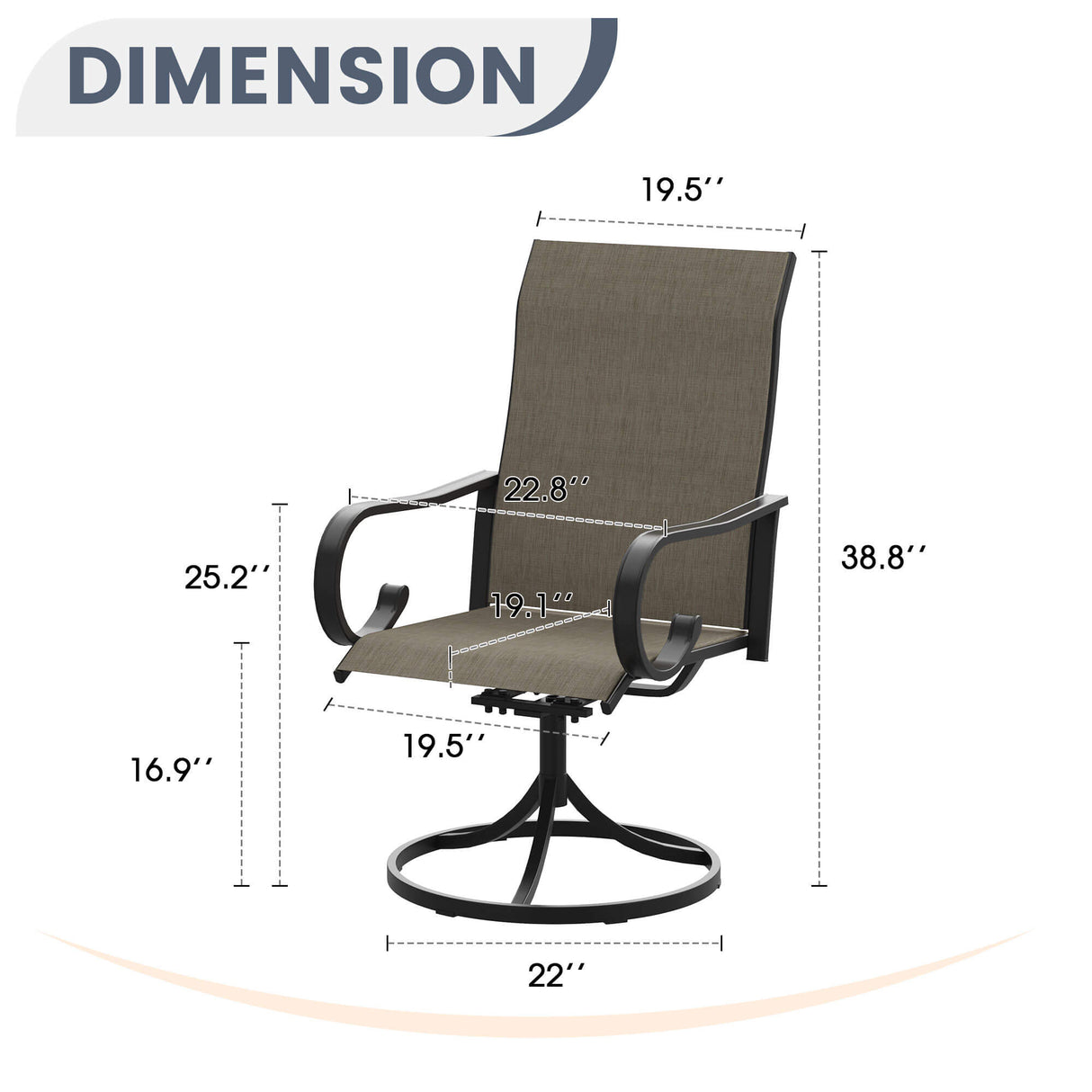 Vicllax Modern Swivel Outdoor Dining Chair set of 2 - High-Back Weather-Resistant Patio Seating