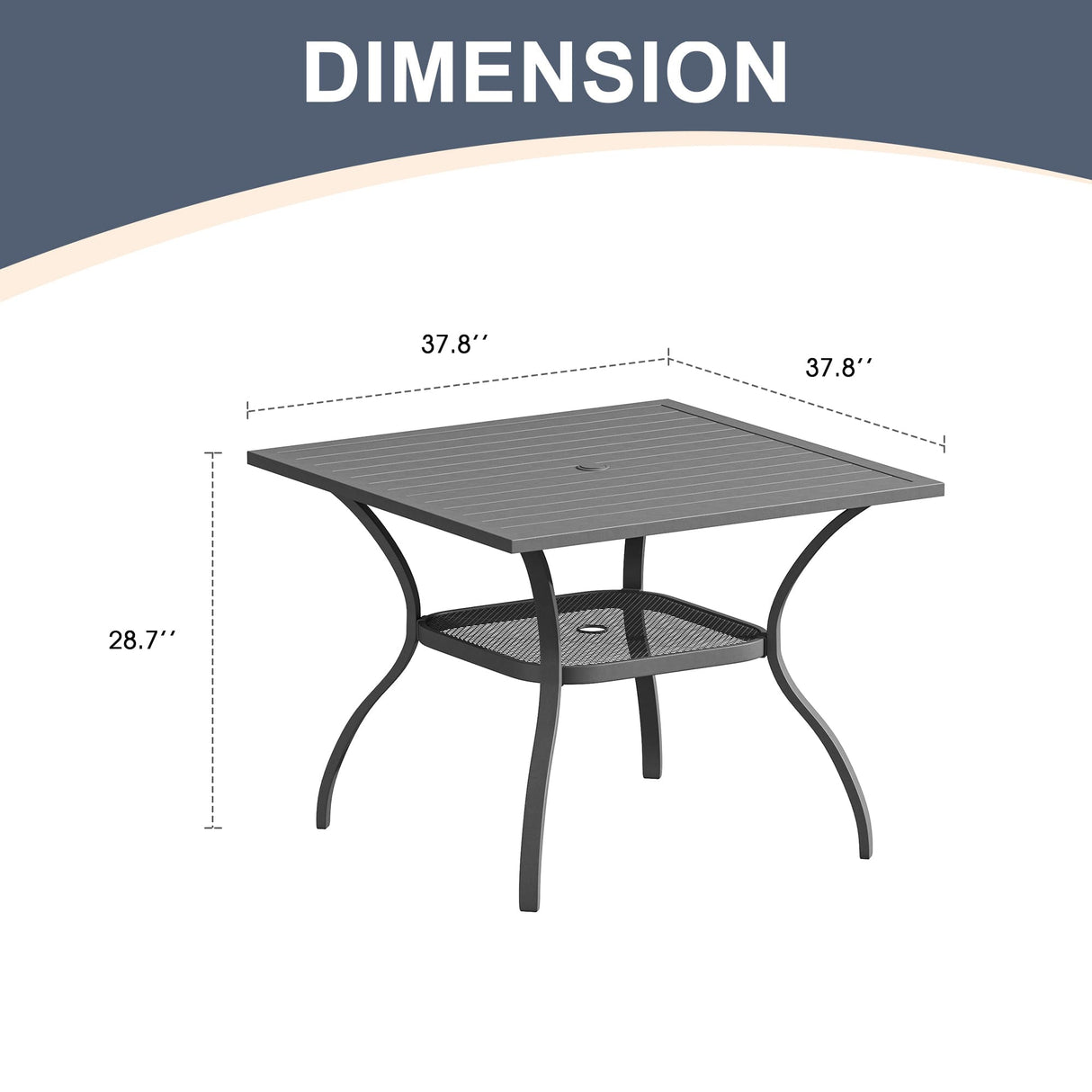 Vicllax Outdoor Patio Dining Table for 4, Metal Square Table with Storage