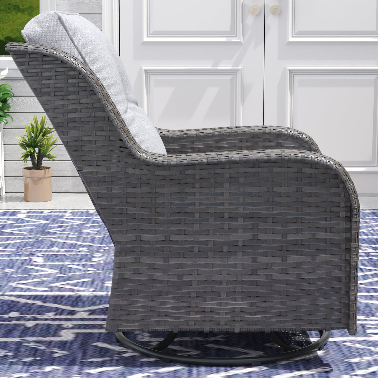 Vicllax Patio Wicker Oasis Lounge Sofa, Swivel Chair with Side Table