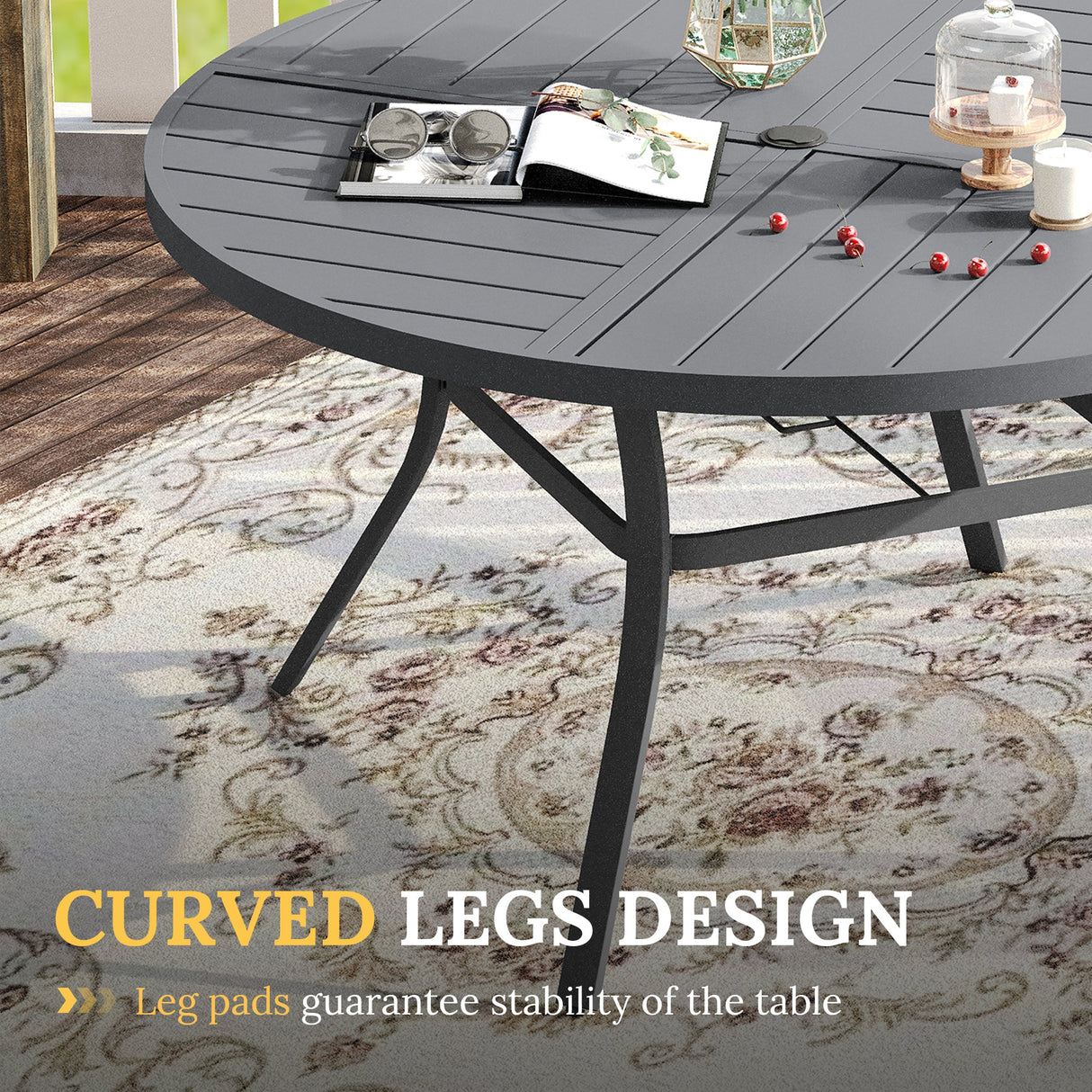 Vicllax Outdoor Dining Set of 8/10, Round Metal Table and Stackable Padded Chair Set of 8, 10