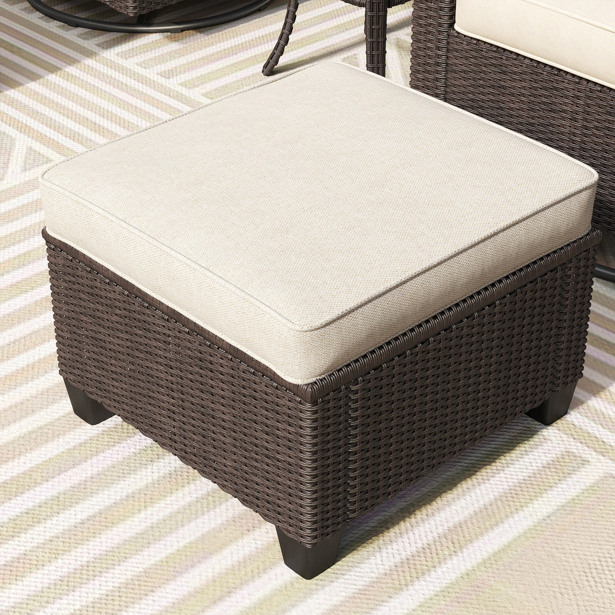 Vicllax Wicker Outdoor Conversation Sofa, Love Seat Glider, Chairs and Ottomans