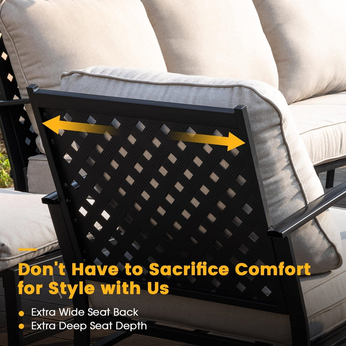 Vicllax 6-Piece Outdoor Patio Conversation Sofa Set with Cushioned Sofa Chairs and Metal Rectangular Fire Pit