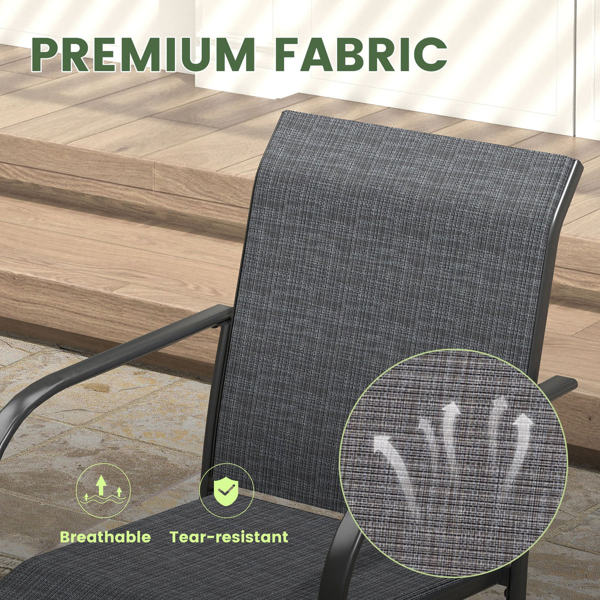 VICLLAX 5/7 PCS Patio Dining Table Set, Round Metal Table with Shelf and Stackable Sling Chair