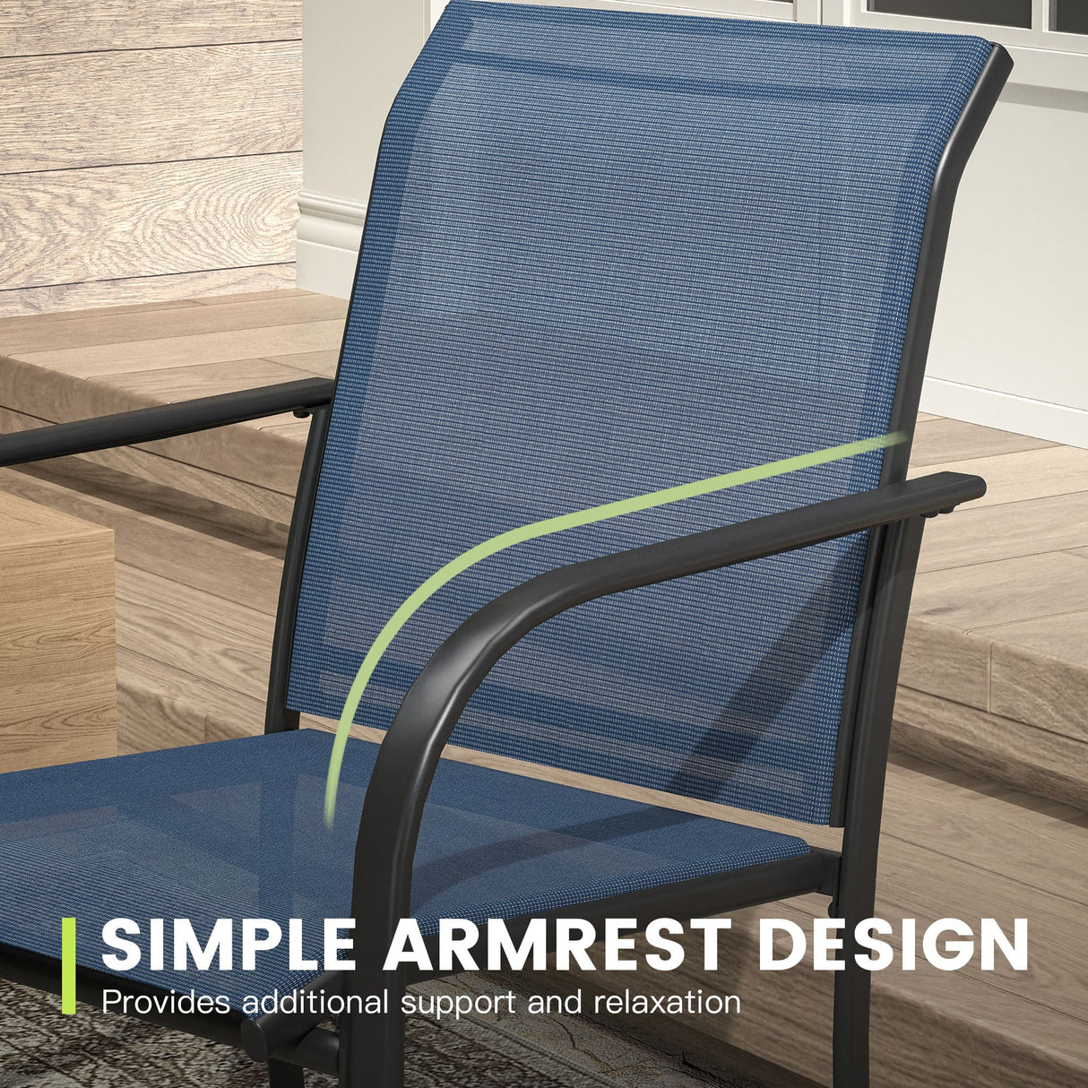 Black Table & Blue Chairs