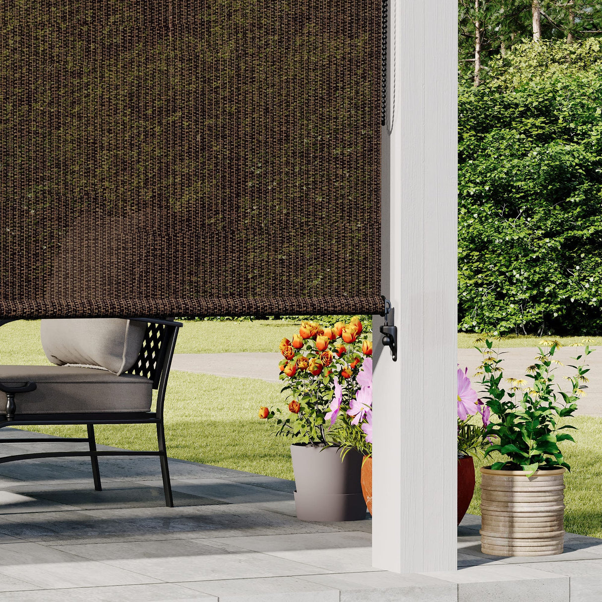 Vicllax Outdoor Sun Blocking Roller Shade, Patio Roll Up Shade Blinds