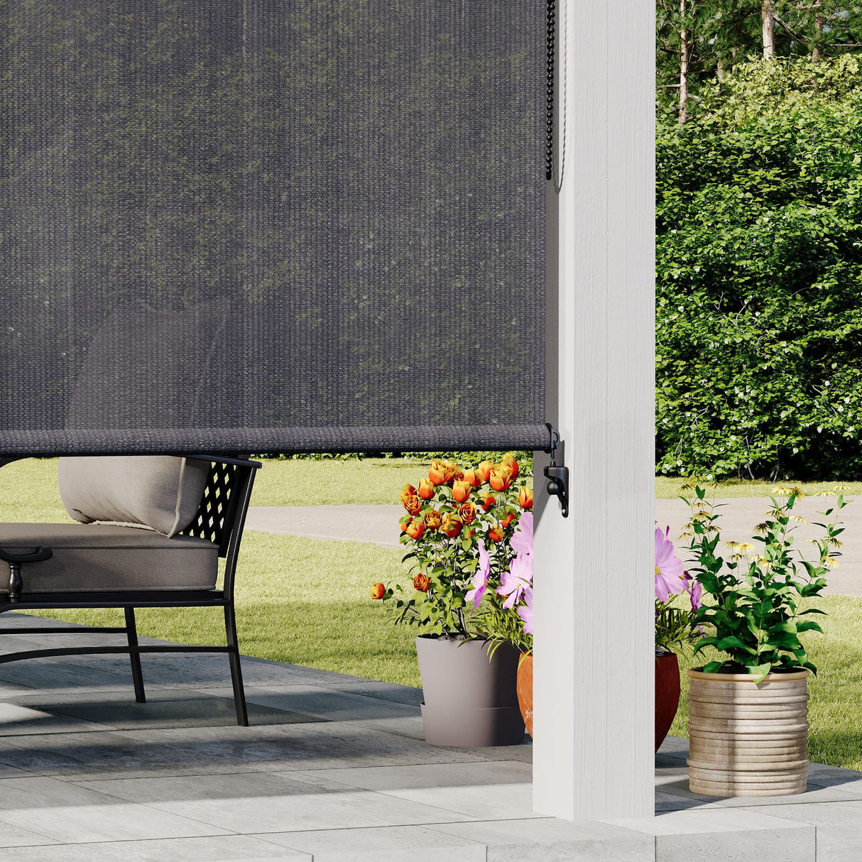 Vicllax Outdoor Sun Blocking Roller Shade, Patio Roll Up Shade Blinds