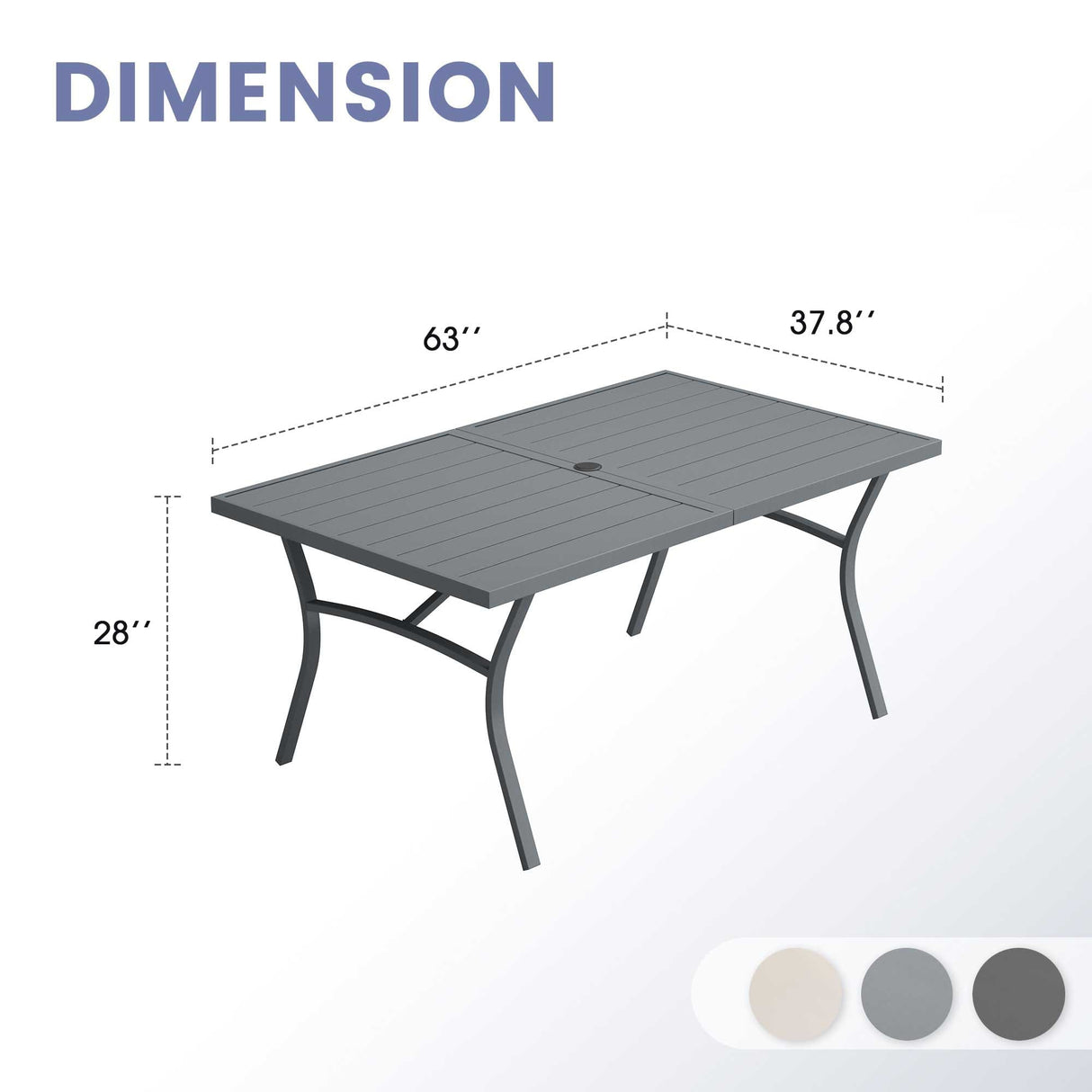 Vicllax Outdoor Metal Dining Table for 6 with Umbrella Hole