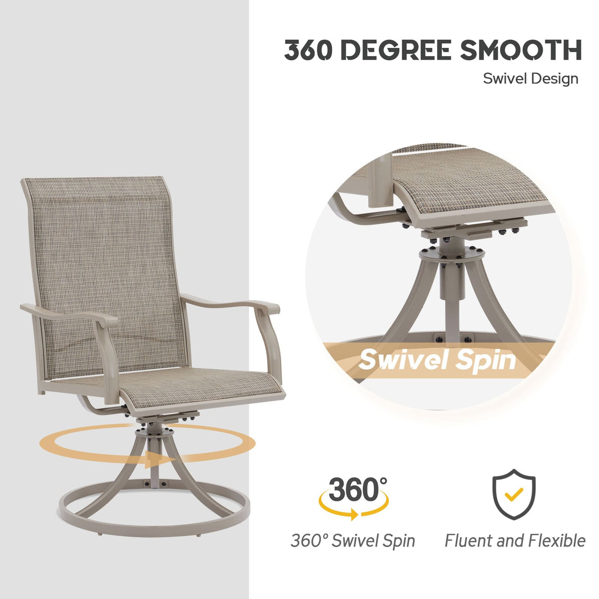 Vicllax 7 Pieces Outdoor Dining Set with 48" Round Dining Table and Swivel Chairs