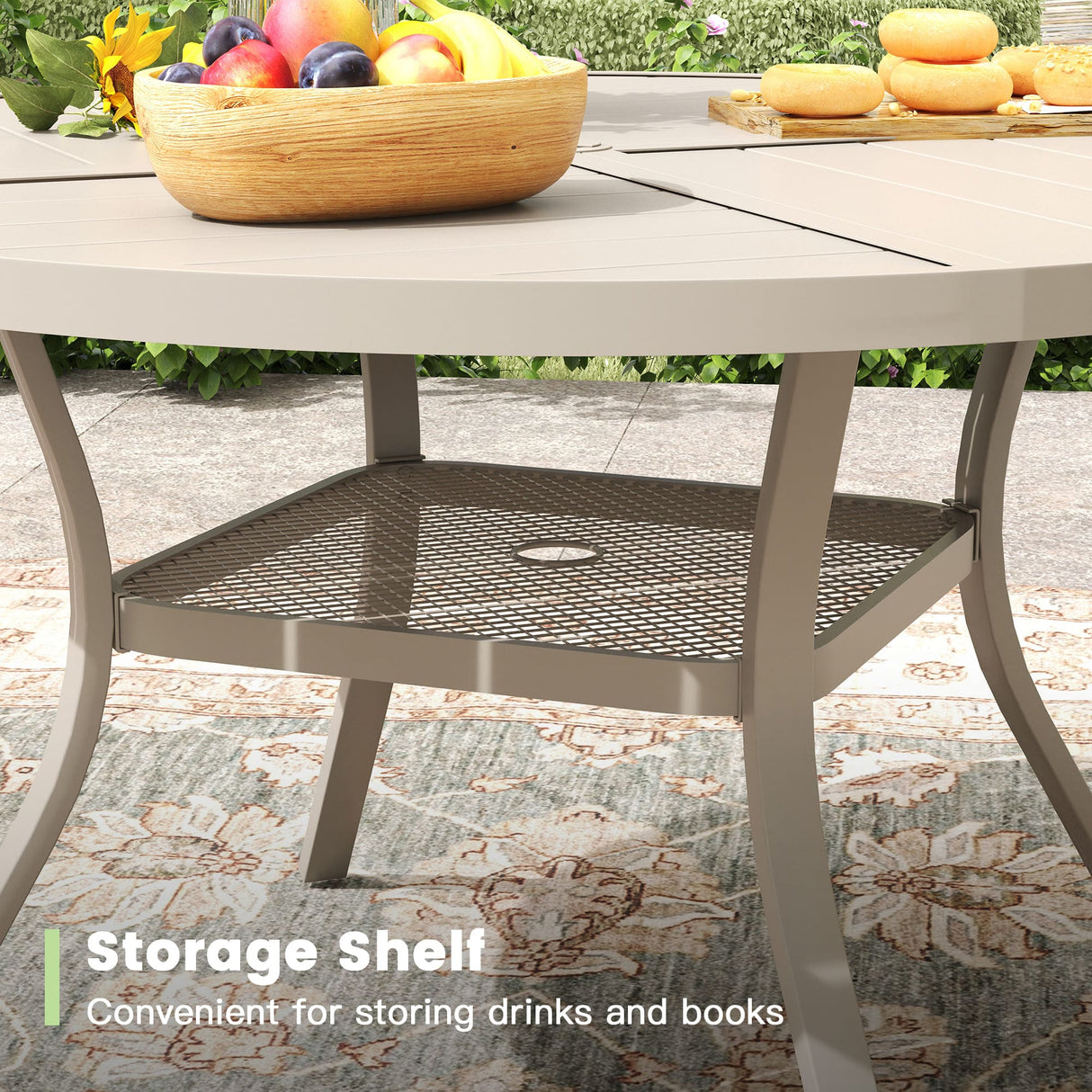 Vicllax 5 Pieces Outdoor Dining Set with 41" Round Metal Table and Armrest Chairs