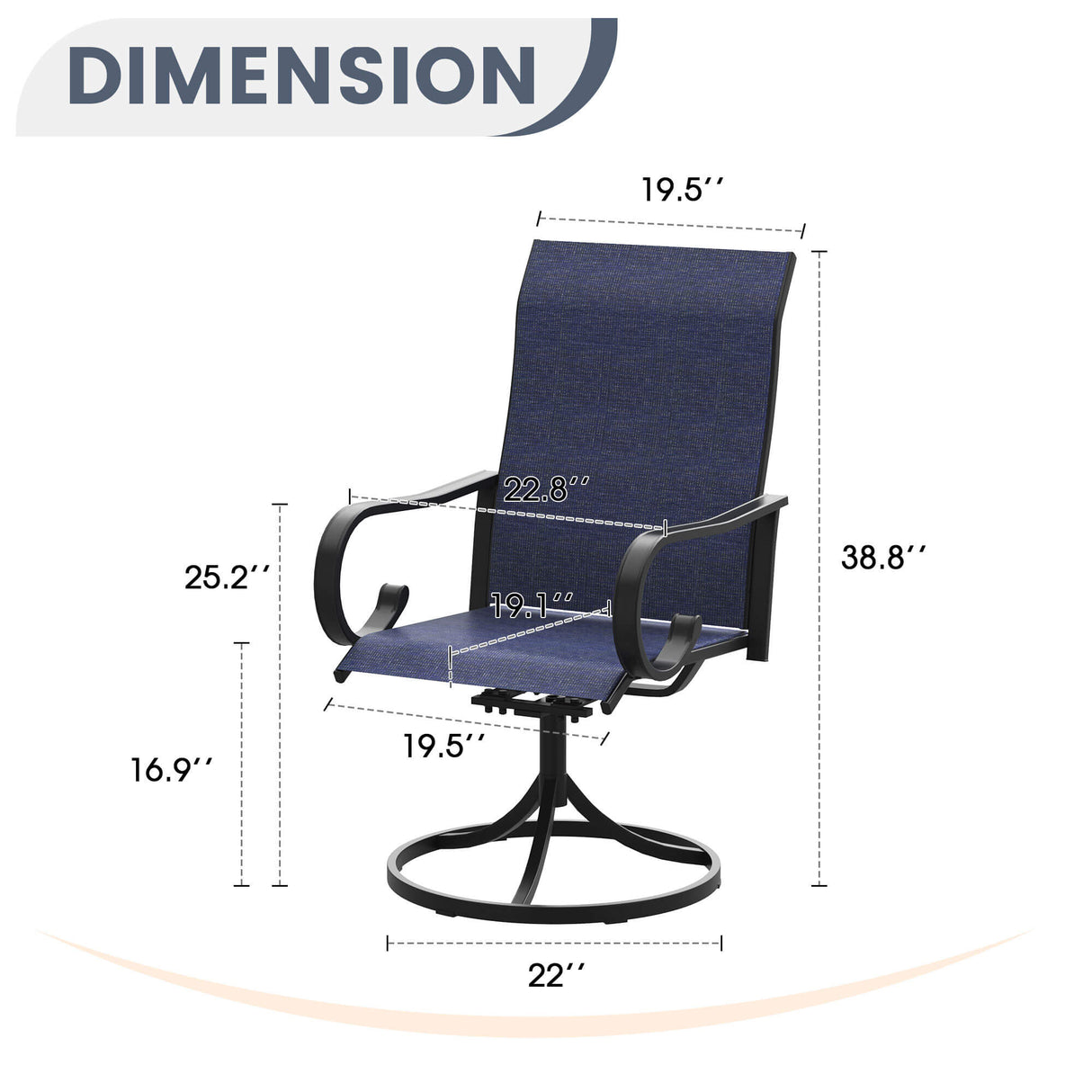 Vicllax Modern Swivel Outdoor Dining Chair set of 2 - High-Back Weather-Resistant Patio Seating