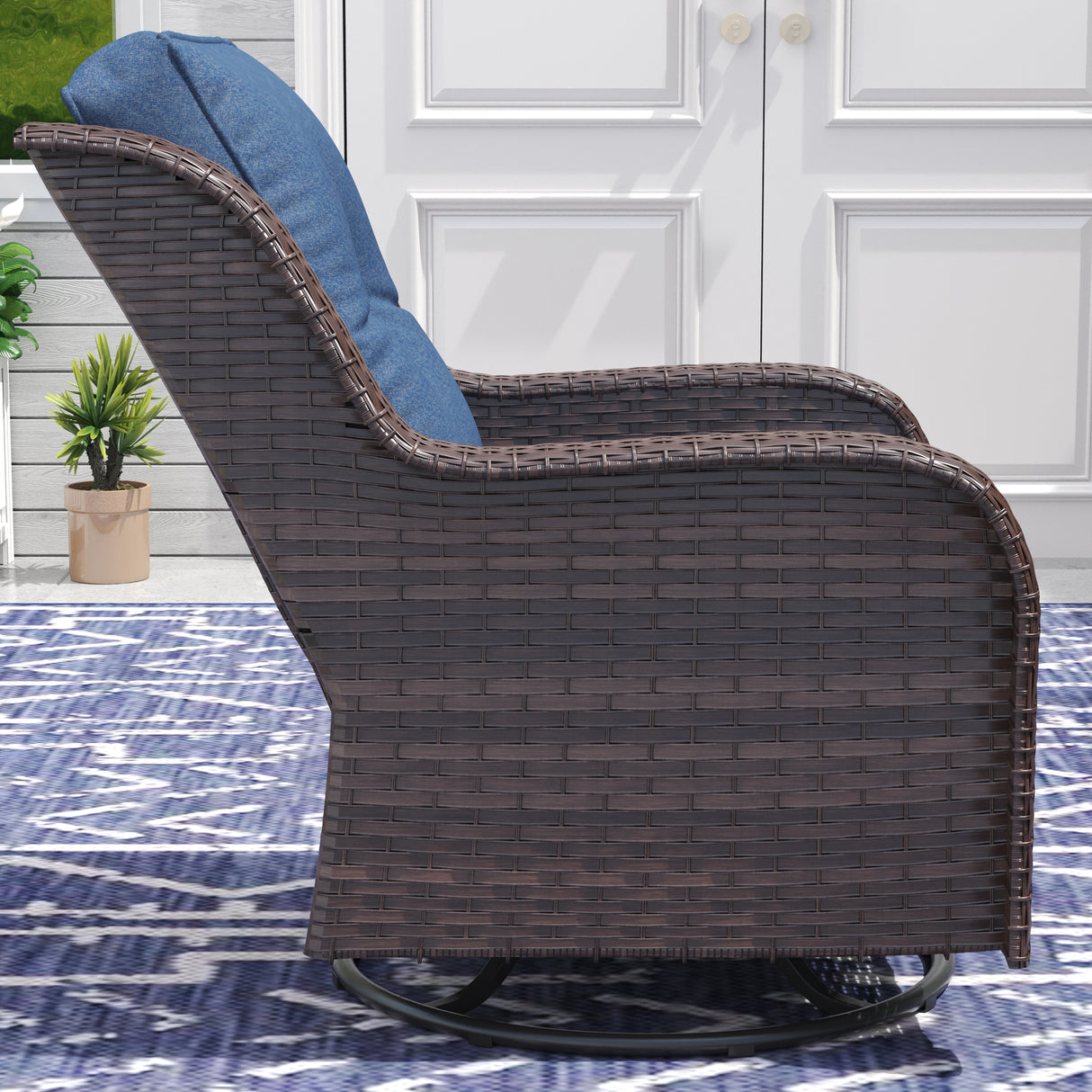 Vicllax Patio Wicker Oasis Lounge Sofa, Swivel Chair with Side Table