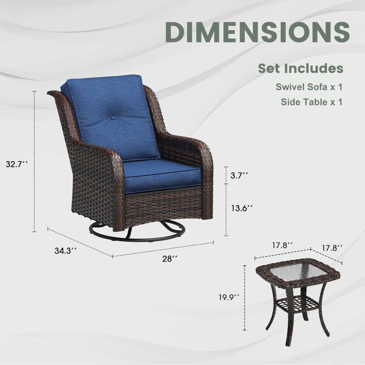 Vicllax Terrace Wide Wicker High-Back Cushioned Sofa, Outdoor Wicker Chair, Double-Seater Balcony Lounge