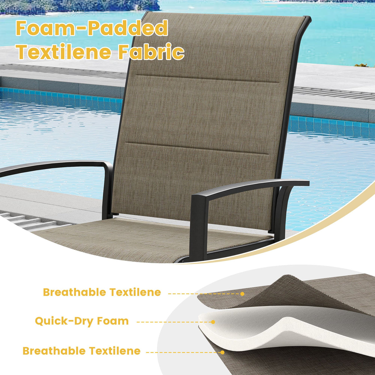 Vicllax 9 Pieces Outdoor Dining Set, Metal 70.9" Rectangular Table and Padded Stackable Sling Chair